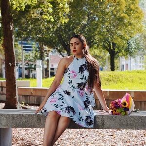 Floral Halter Neck Dress